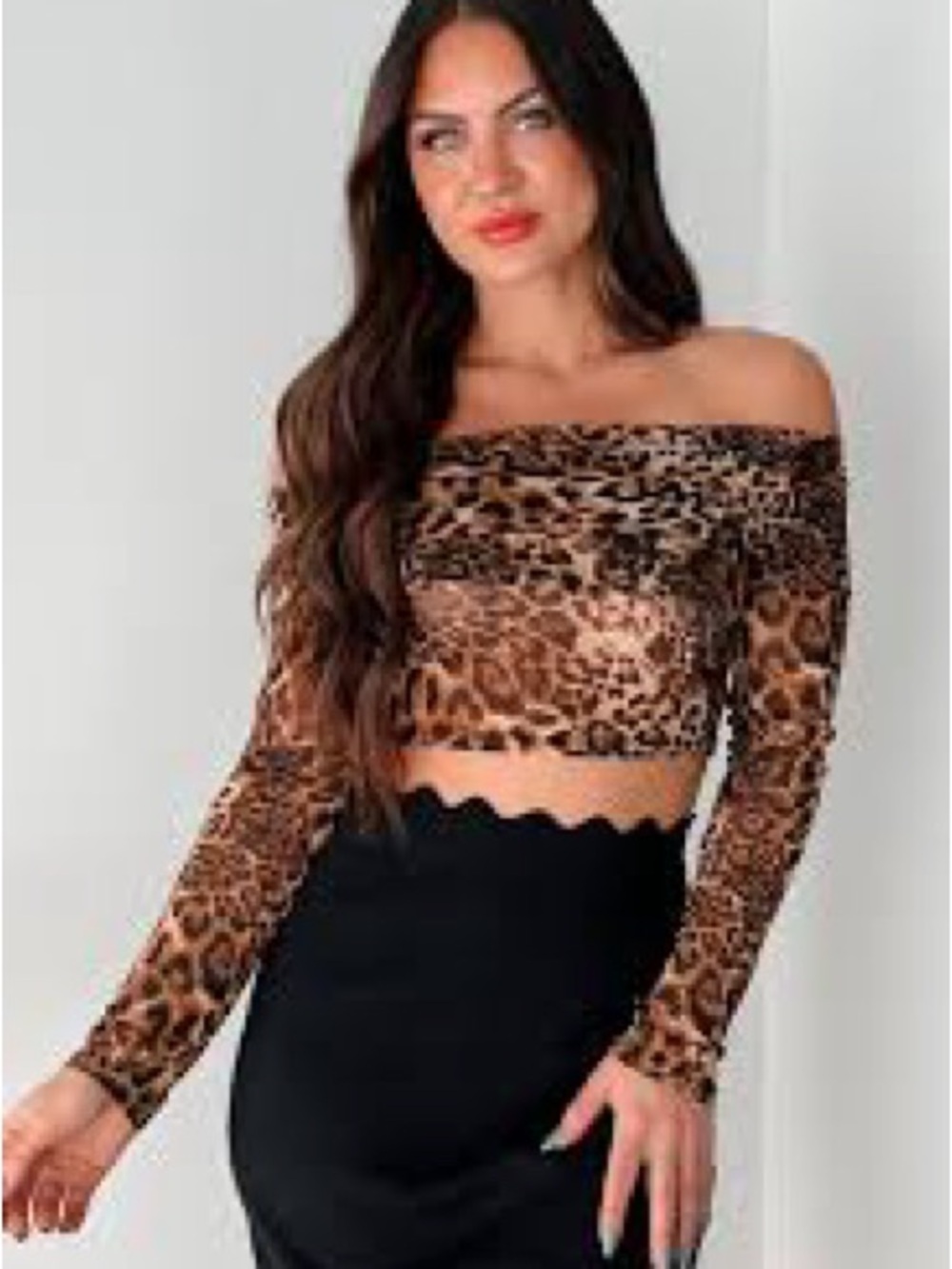 Doubt Me Now Leopard Print Off-Shoulder Crop Top - Brown
